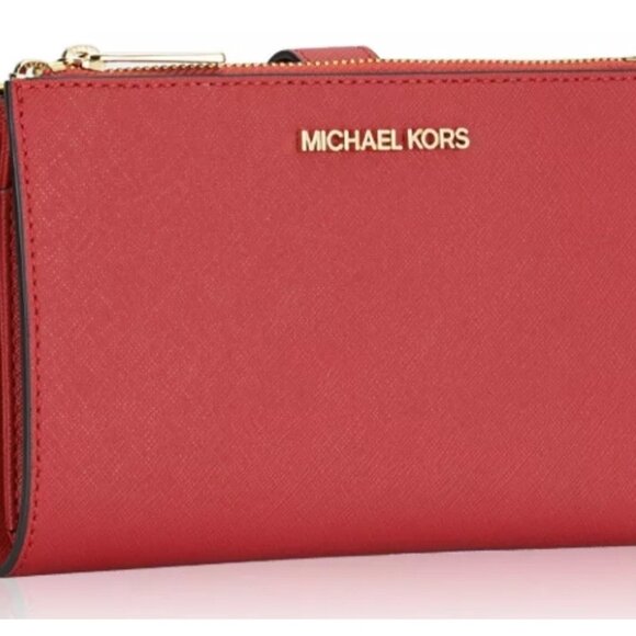 Michael Kors NWT Jet Set Travel Large Leather Wallet -  Bright Red - Picture 2 of 10